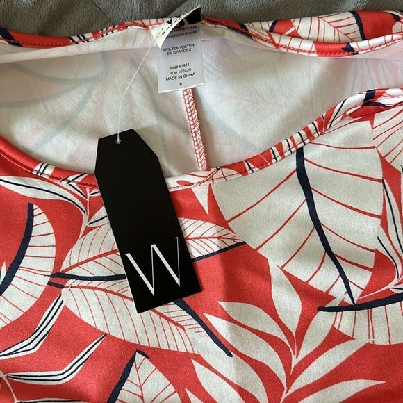 Floral Print Orange White Leaf Summer Palm Top Blouse Short Wrapper Small S NWT - Picture 4 of 9